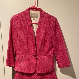 Pink tweed jacket and skirt set
